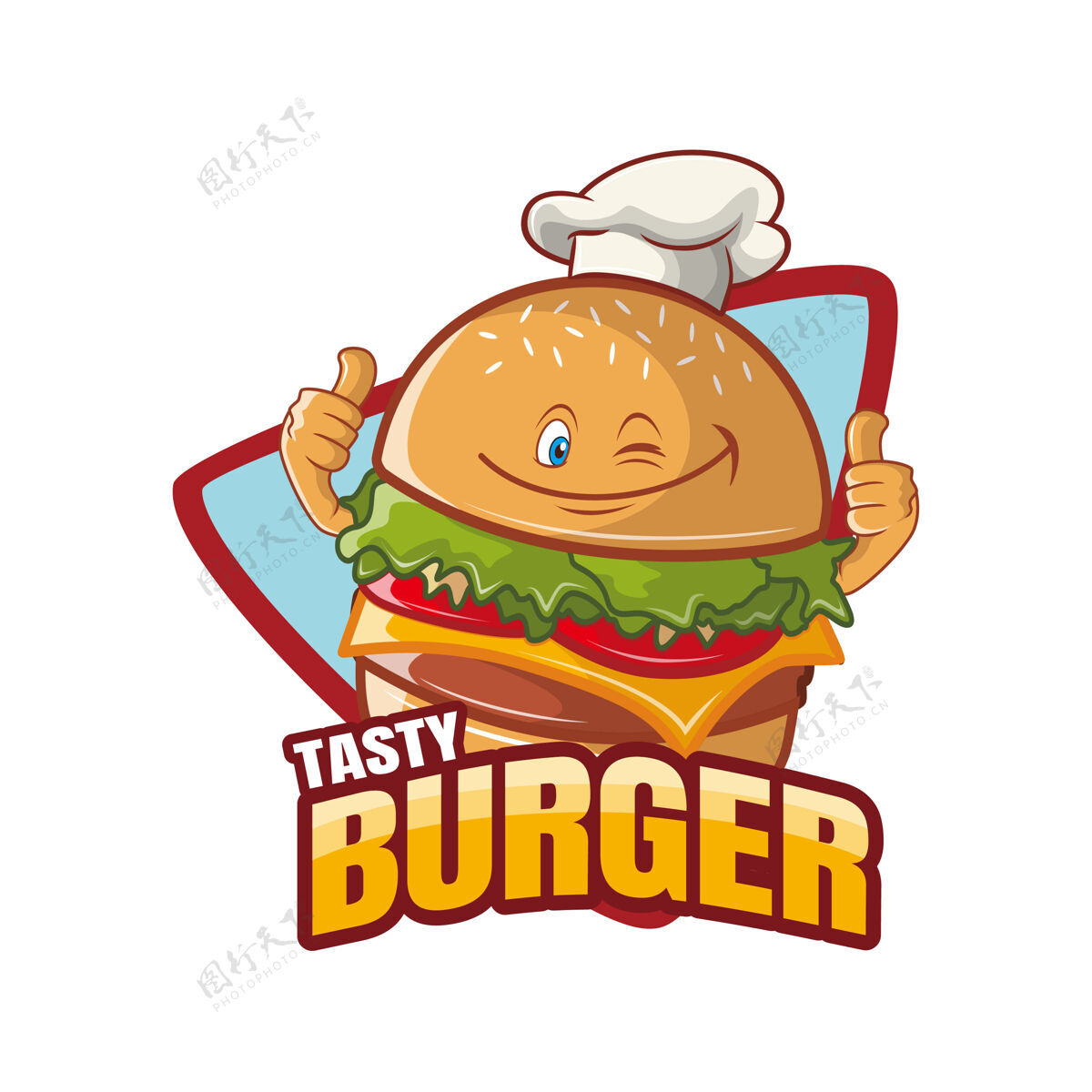 吉祥物美味汉堡卡通人物吉祥物设计垃圾食品餐厅汉堡