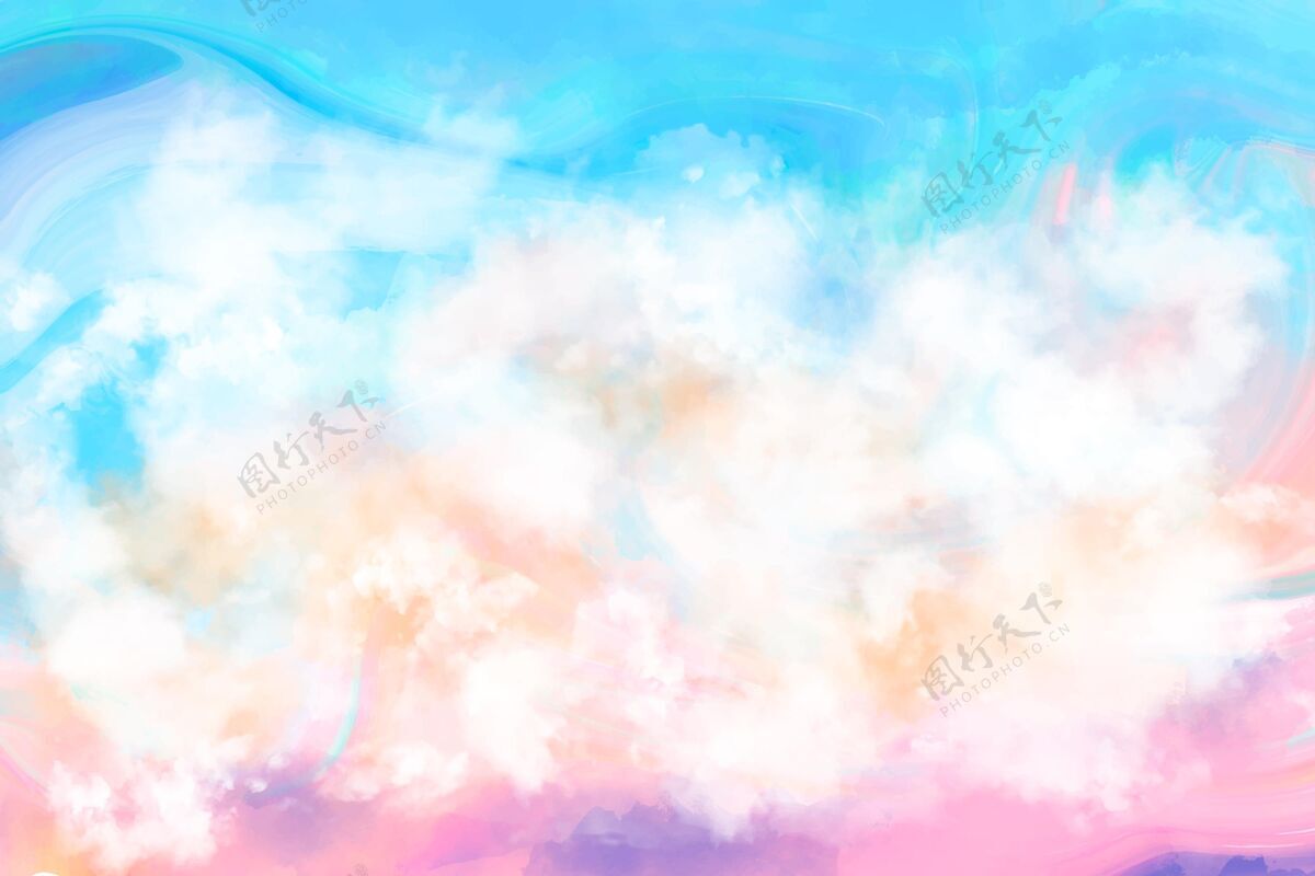 粉彩天空手绘水彩粉彩天空背景手绘水彩背景粉彩