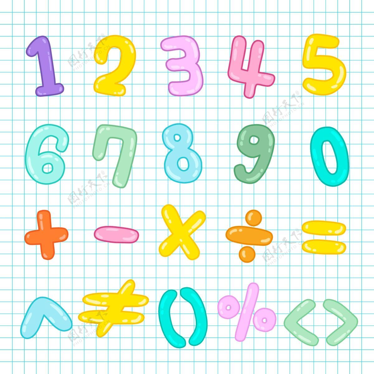 童年手绘数学符号数学数字数学符号