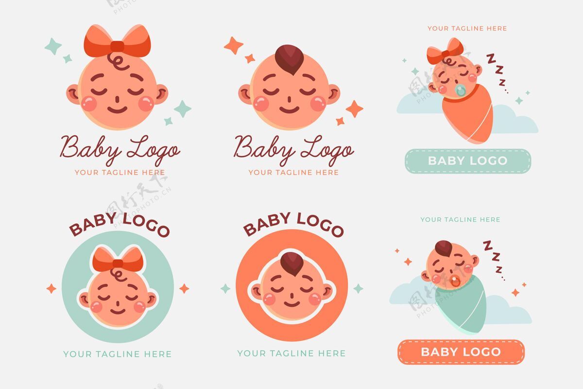 Branding可爱的婴儿标志收集BusinessLogoLogo模板LogoTemplate