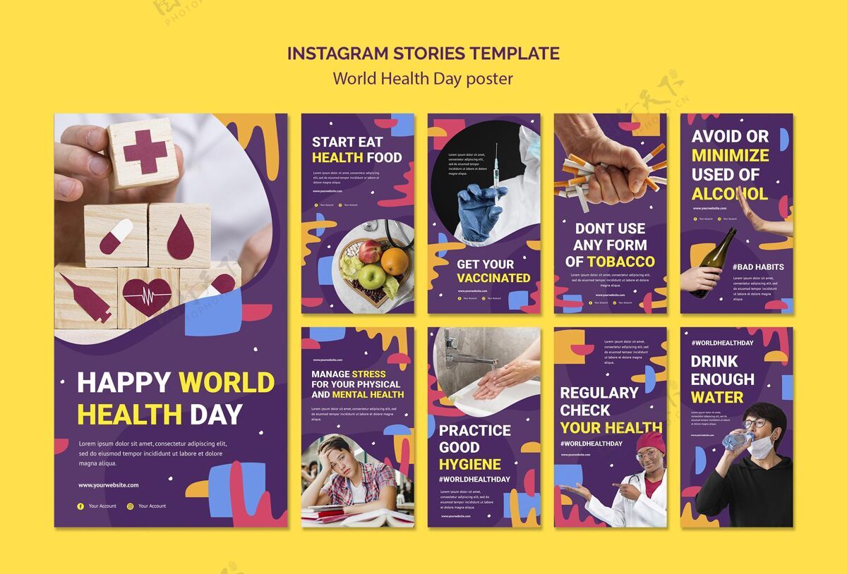 模板世界卫生日instagram故事集4月7日医疗健康专业人士