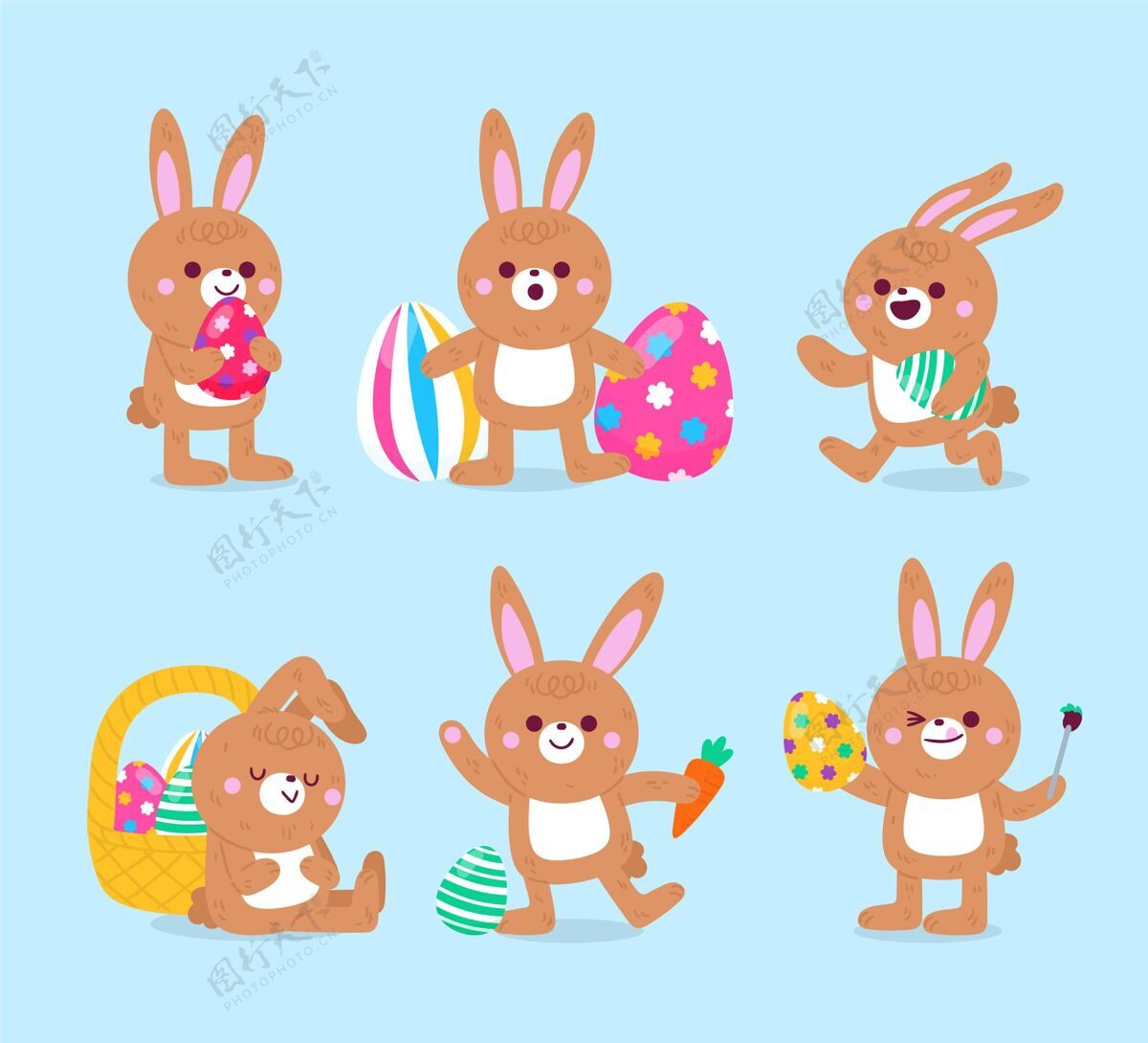 传统手绘复活节兔子系列包纪念宗教