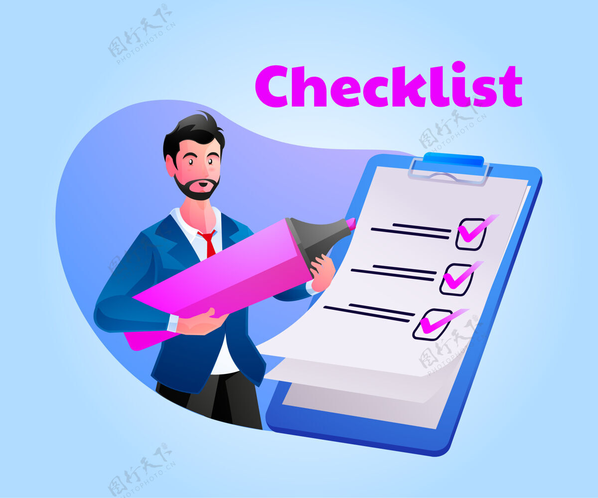 检查表完成剪贴板上的清单和文件检查标记选择