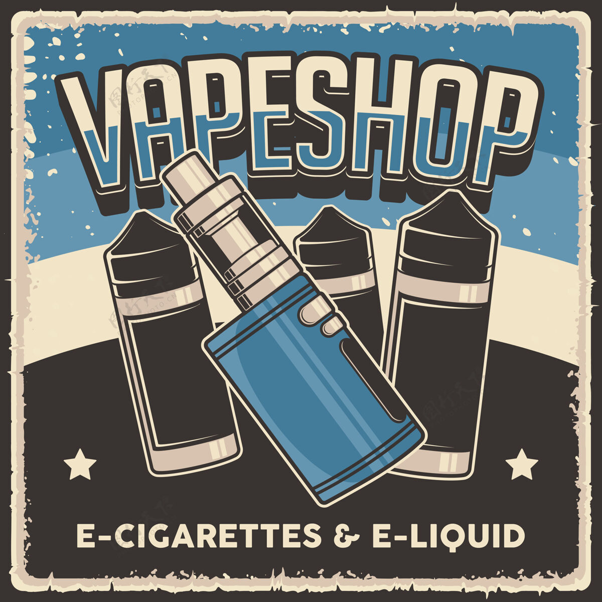 液体复古液体和vapemod海报标志元素香烟烟