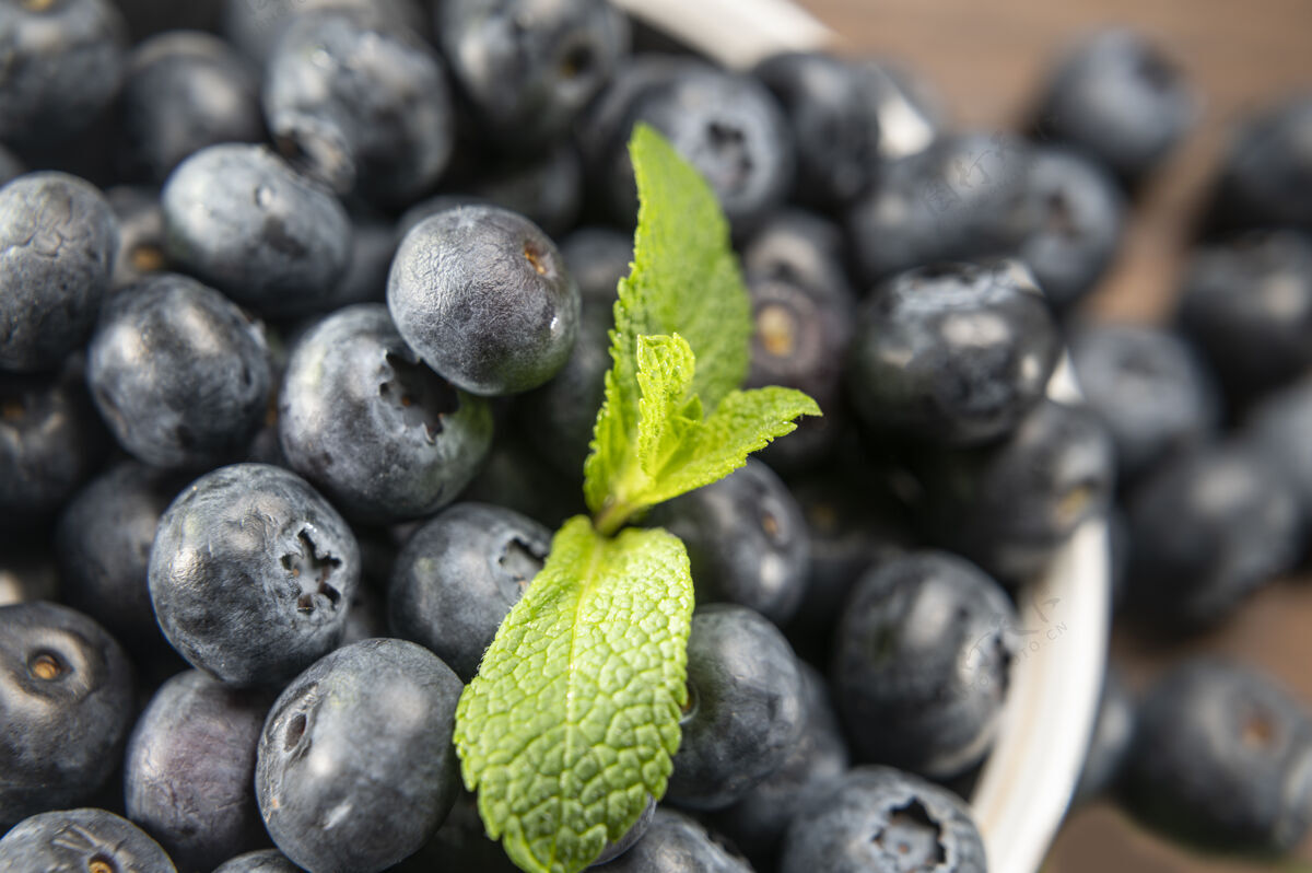甜味蓝莓成熟新鲜多汁的蓝莓健康农业多汁