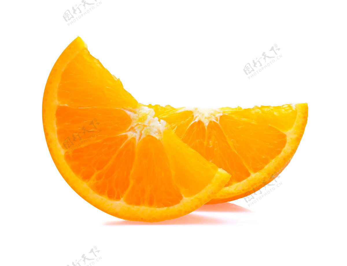 饮食白底橙片素食者切割甜味