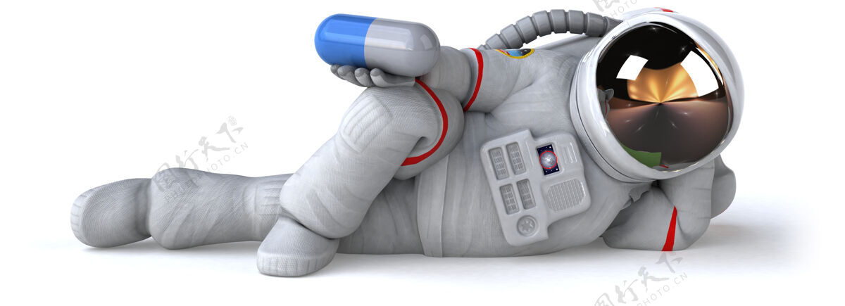 医疗保健有趣的宇航员三维插图宇航员未来医学