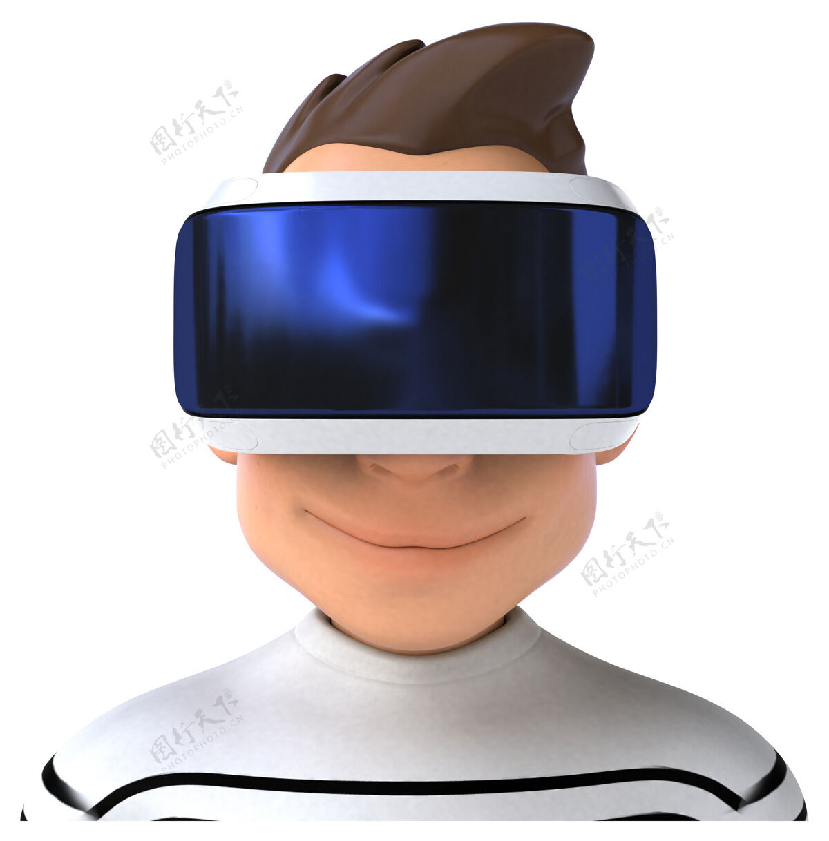 网络有趣的三维卡通人与虚拟现实头盔插图3d未来科技