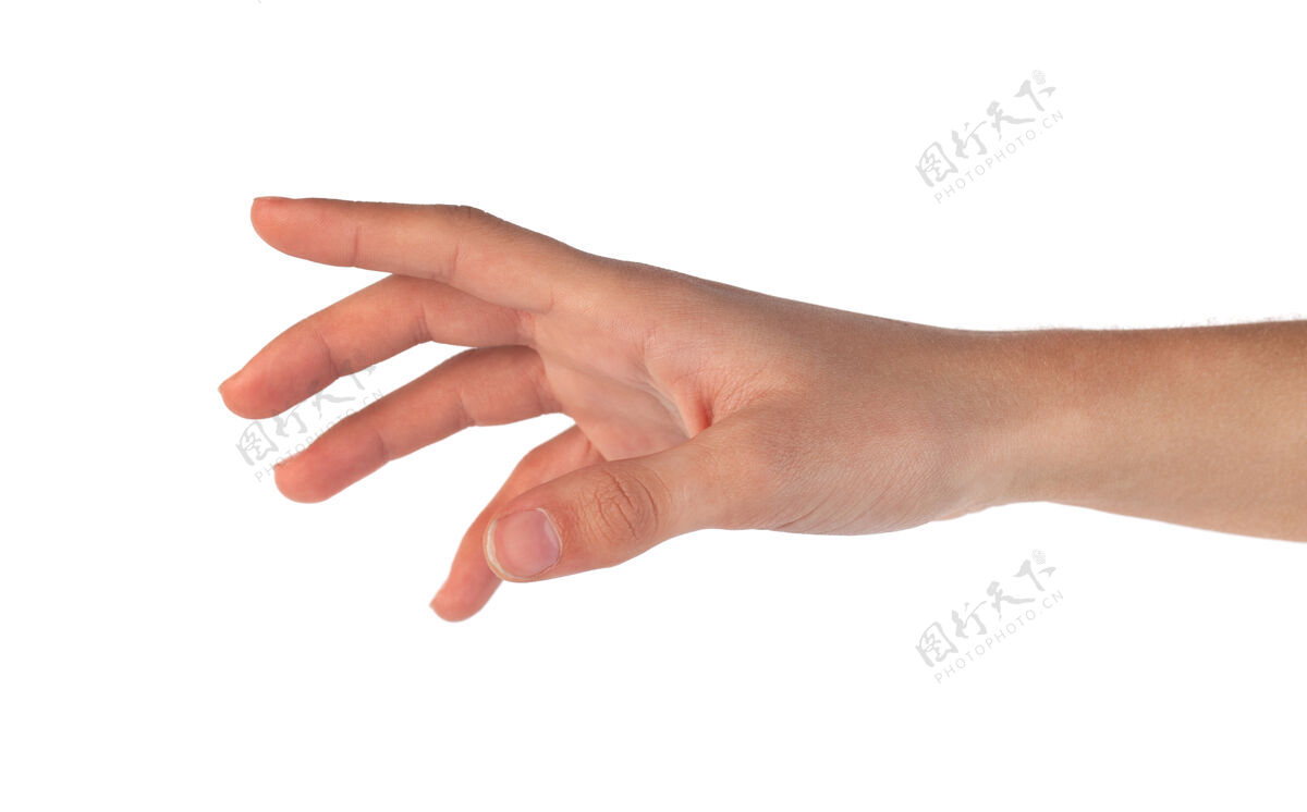 男性在白色的床上握手手指年轻拇指