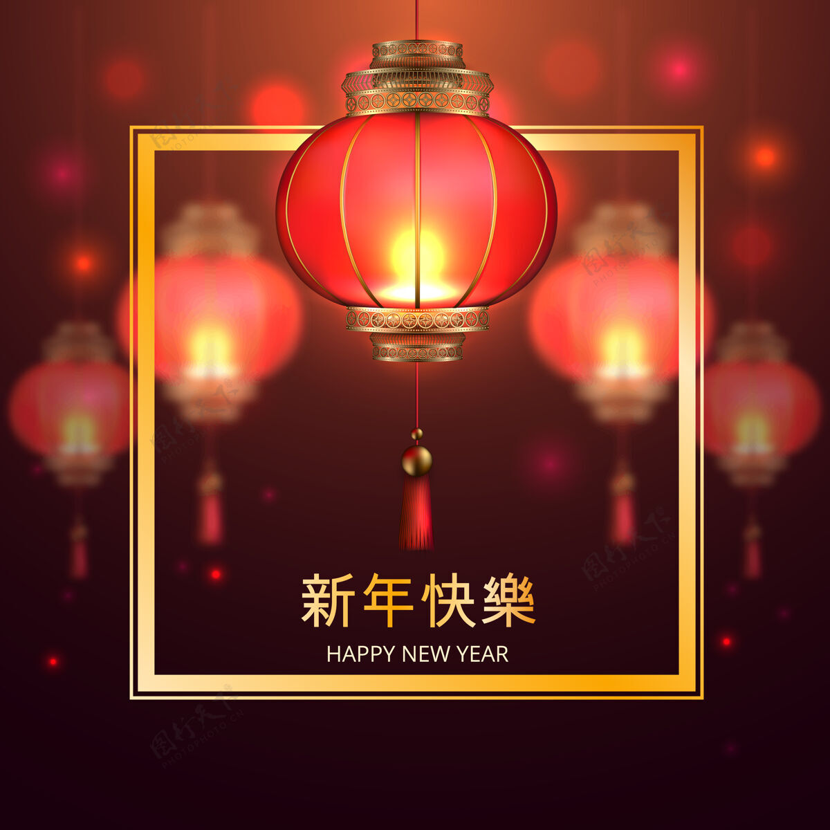 2019中国的亚洲新年海报与现实的插图中国节日装饰