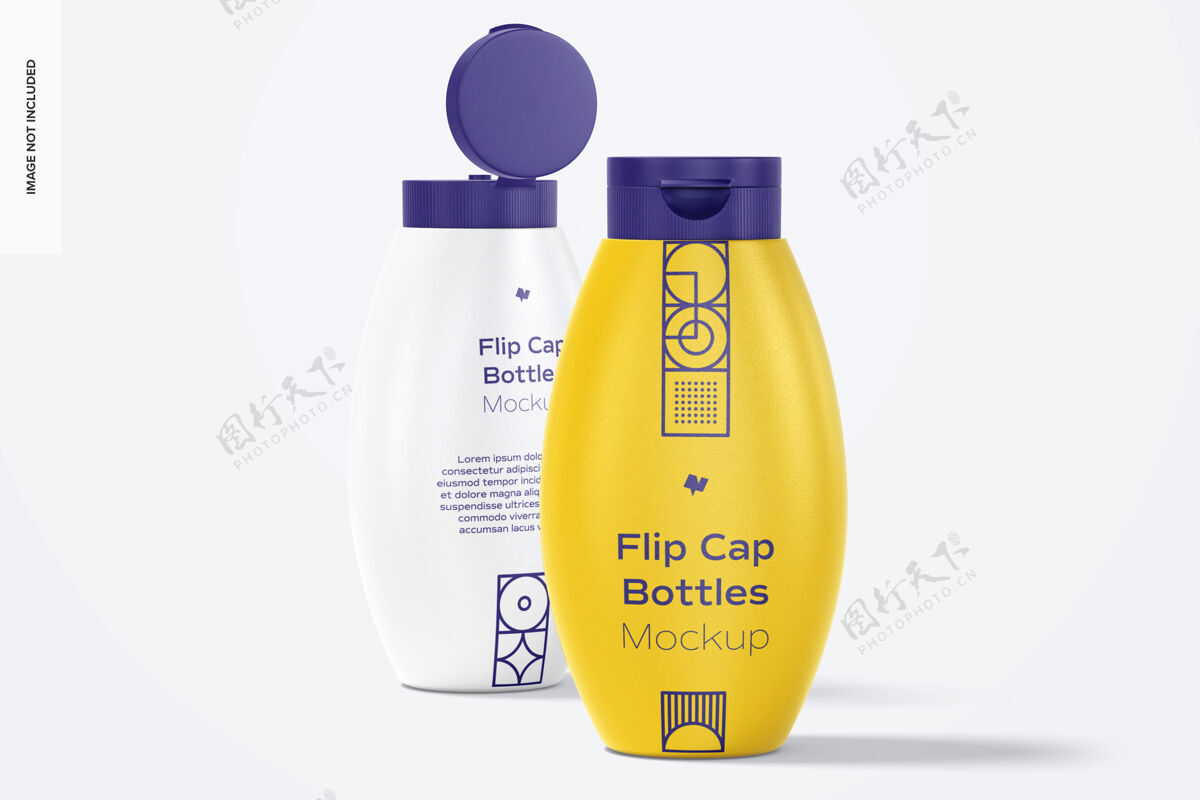 塑料瓶翻盖瓶模型 前视图品牌头发护理包装