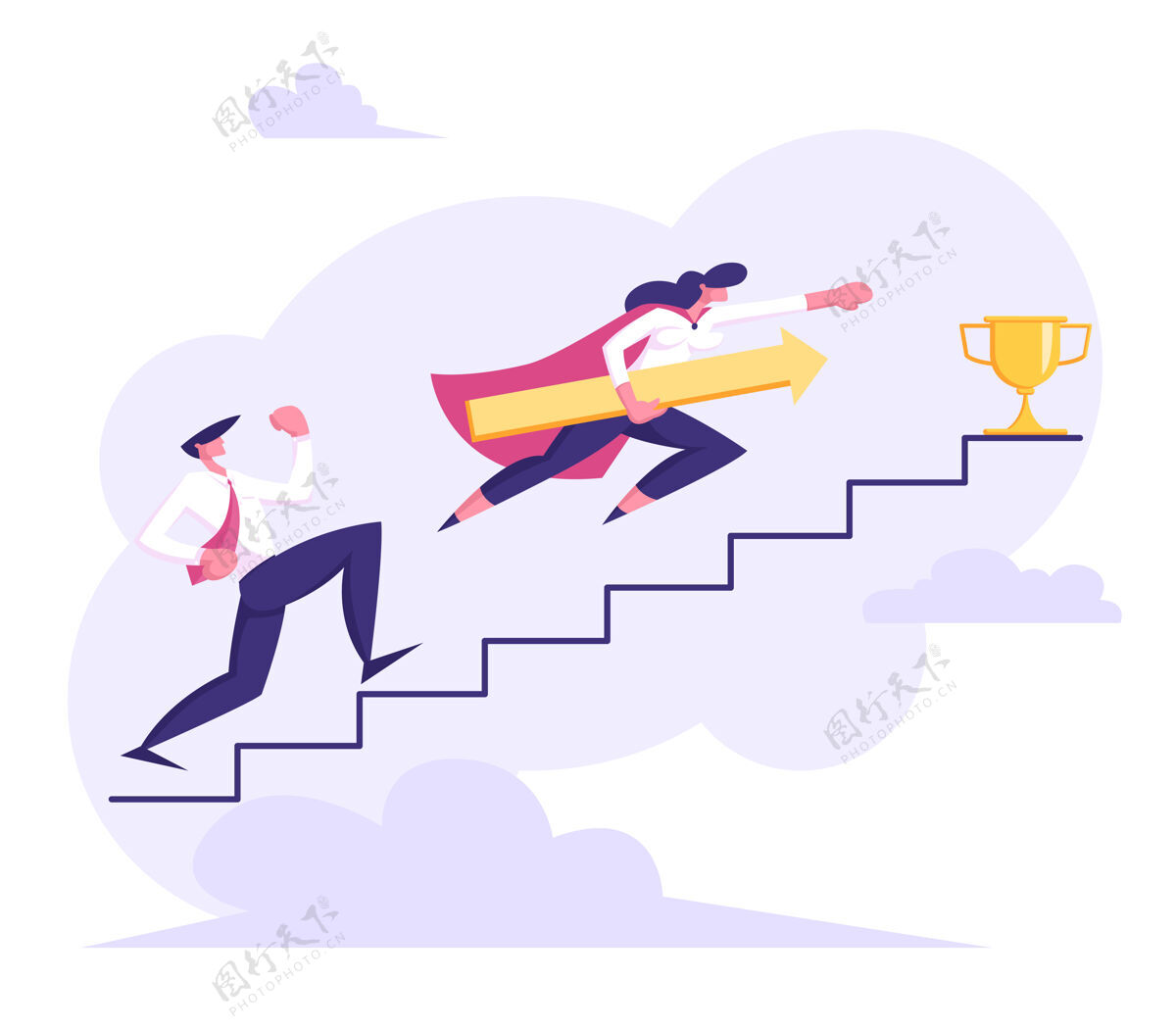 攀登商界人士爬楼梯成功的例证女商人职业企业