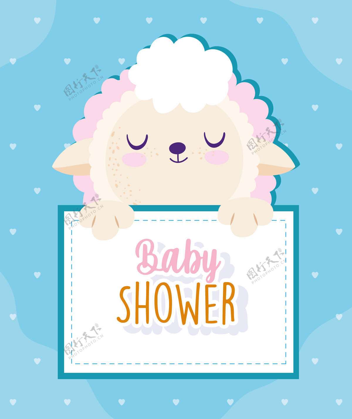 人物婴儿淋浴可爱的绵羊动物举行横幅矢量插图托儿所动物一起