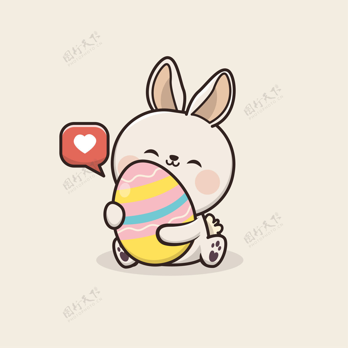 传统可爱的卡瓦伊兔子复活节彩蛋插图有趣背景可爱