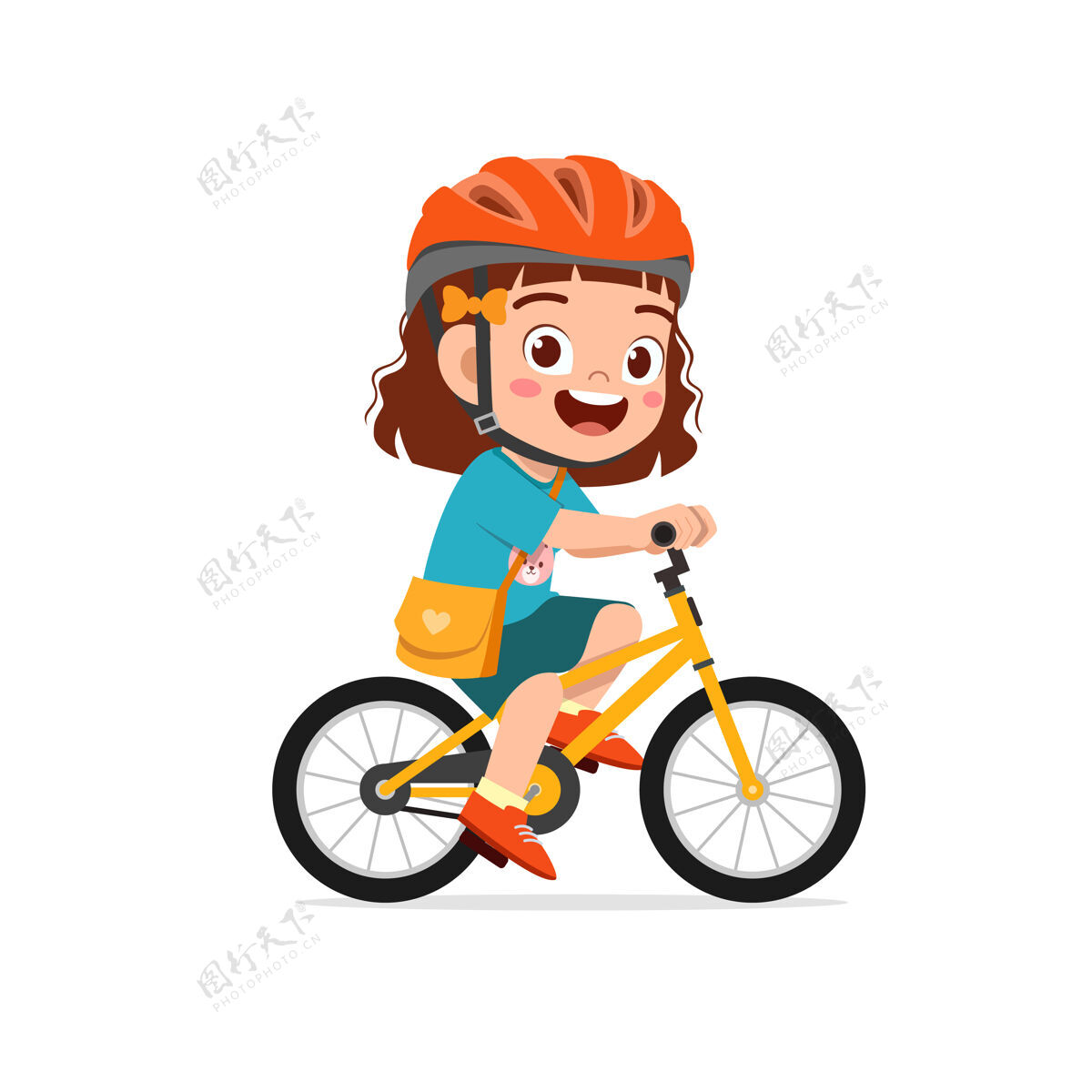 自行车手快乐可爱的小女孩男孩骑自行车游戏孩子自行车手