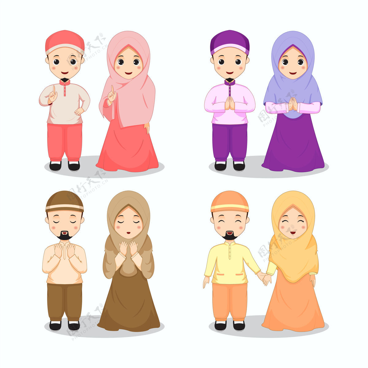 穆斯林集穆斯林夫妇性格于一身的丰富多彩的主题传统男孩女人
