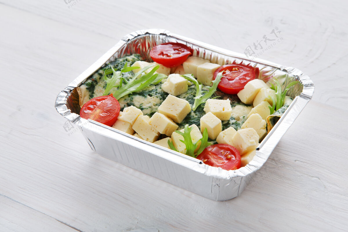 餐厅盒装健康食品食品配送理念烹饪食物美味