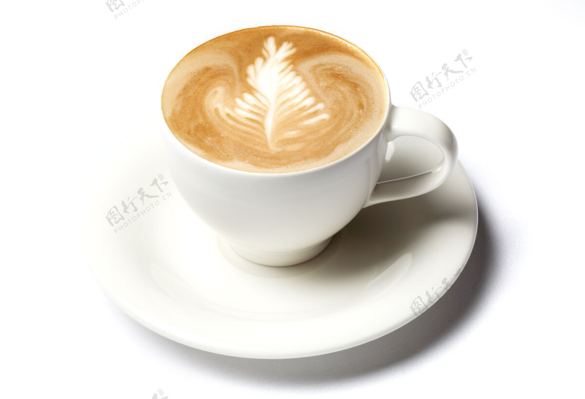 浓缩咖啡专业咖啡师咖啡杯隔离过白午餐牛奶烹饪