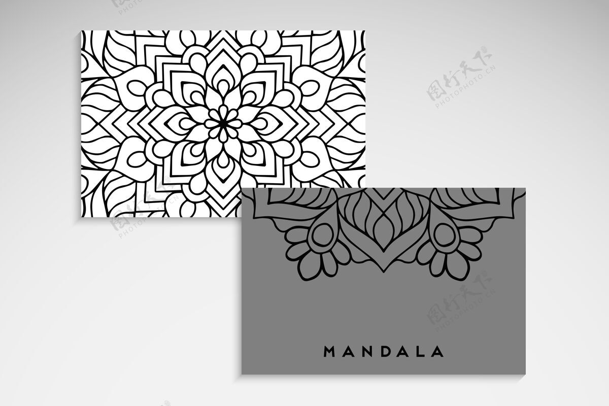 复古优雅的曼陀罗卡抽象花卉单色