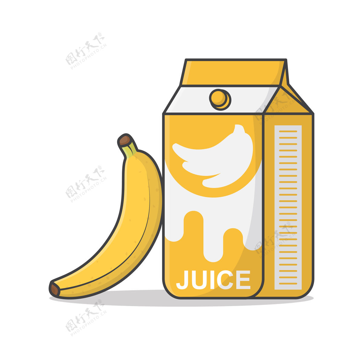 纸箱香蕉汁盒配香蕉插画正面香蕉健康