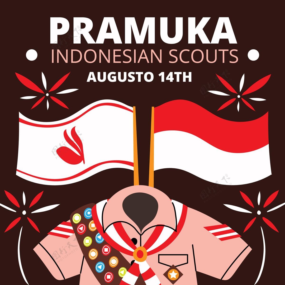 8月14日卡通普拉木卡日插画纪念活动印尼