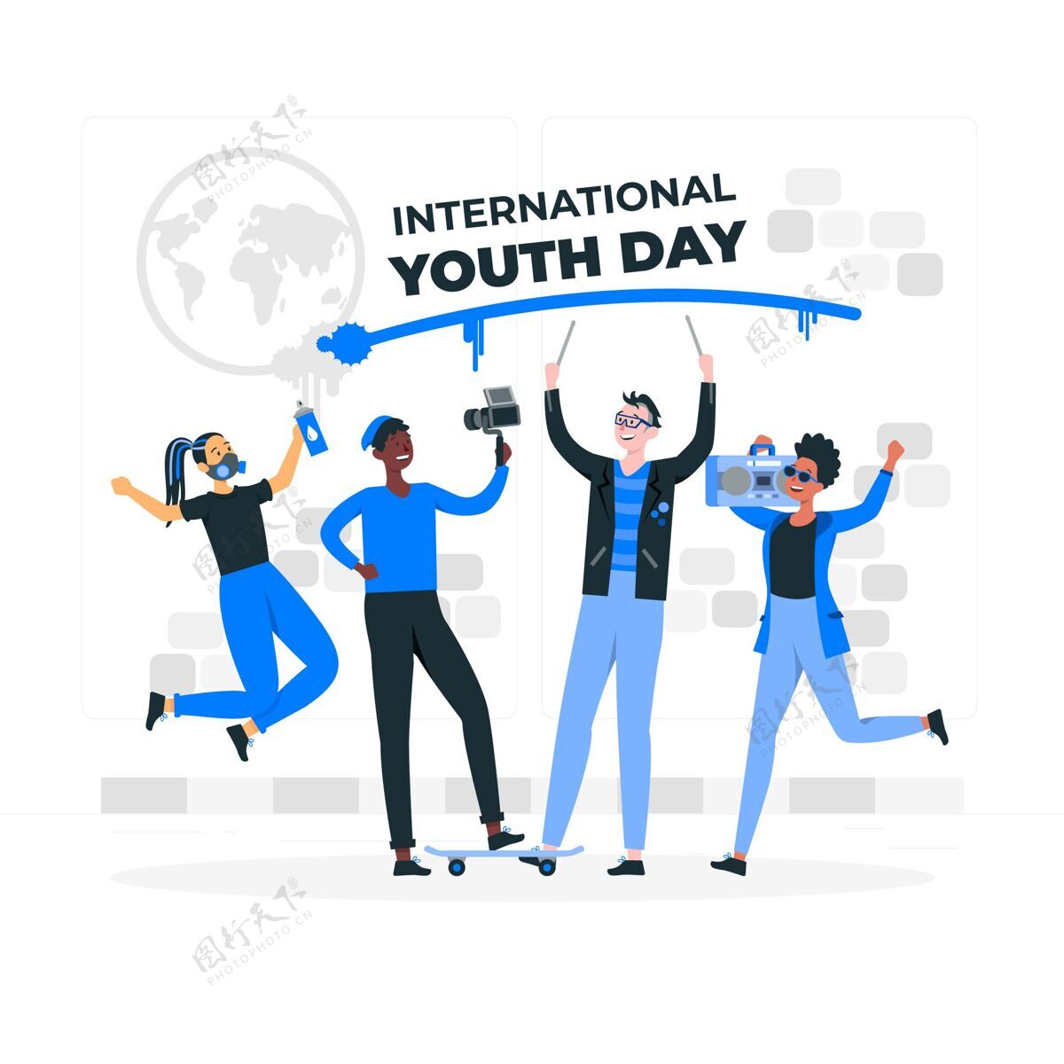 青年国际青年节概念图国际青年节少年庆祝
