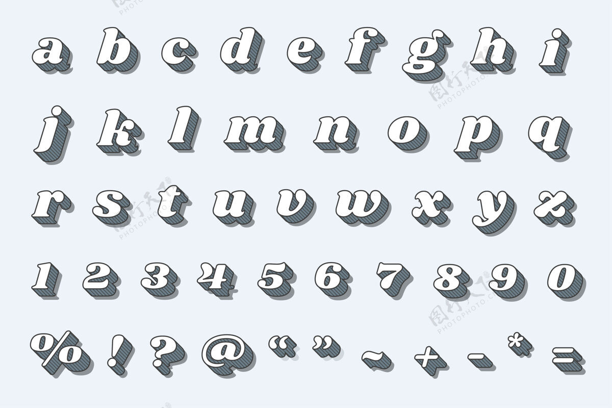 文本复古字母数字集粗体排版字母文字艺术背景