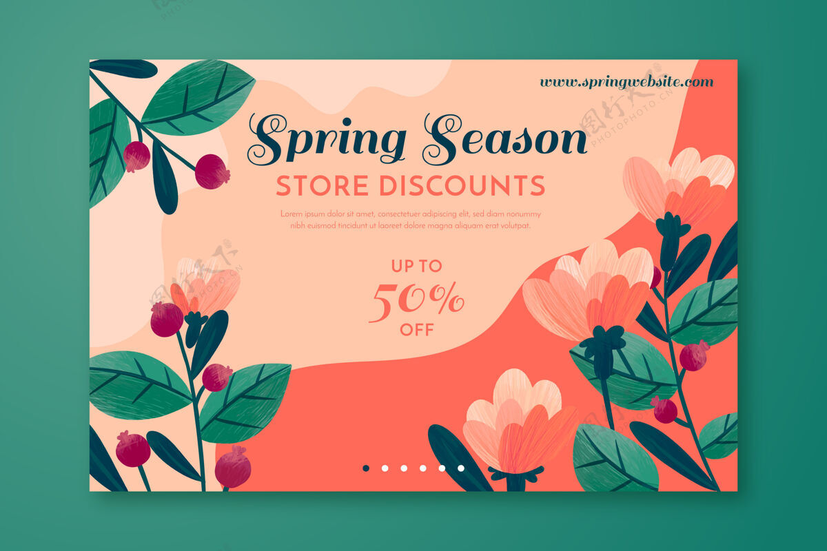 季节手绘春季销售横幅花卉优惠促销