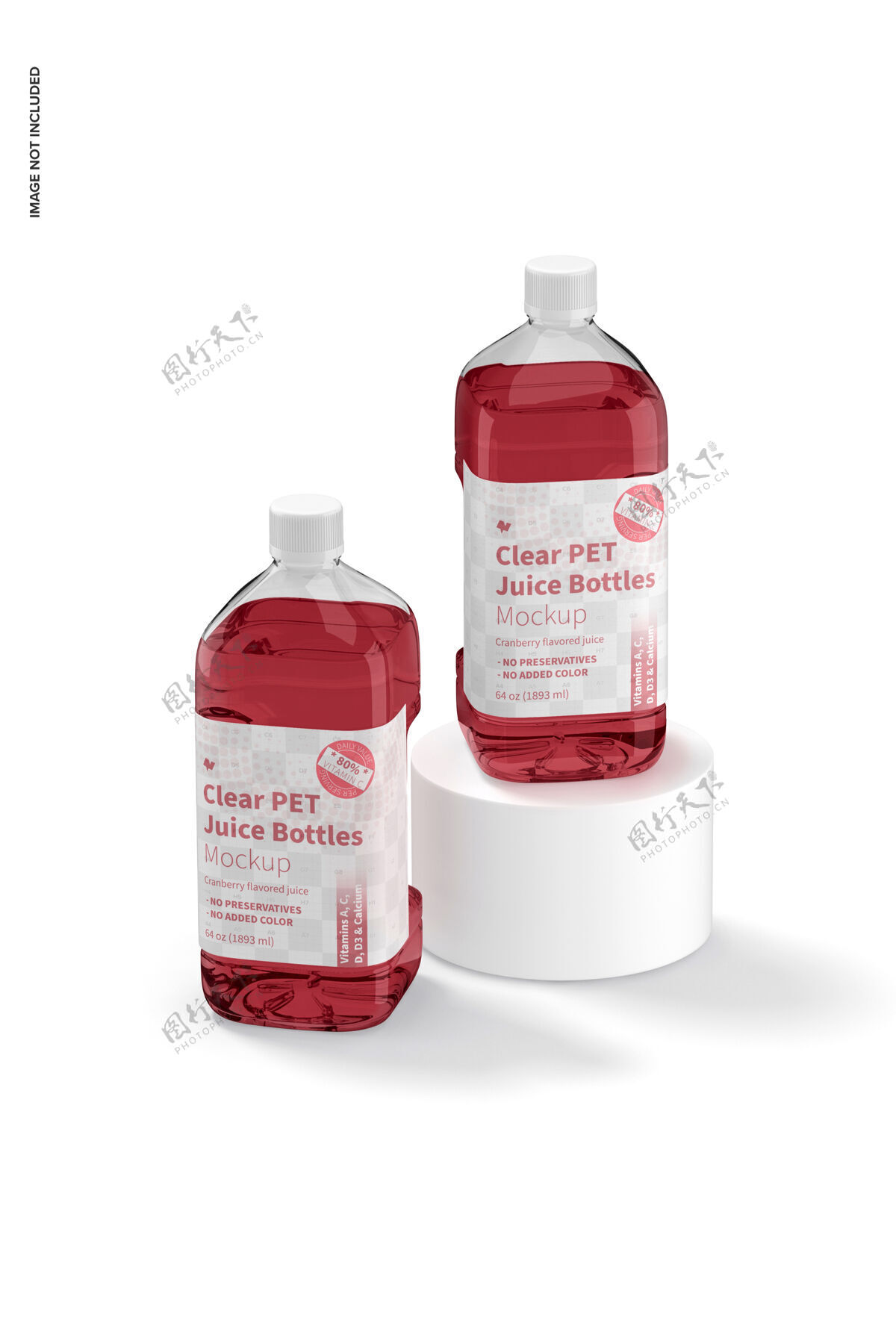 模型64盎司透明宠物果汁瓶模型液体透明包装
