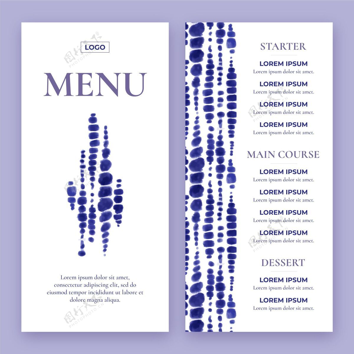 水彩画手绘水彩餐厅菜单菜单设计食物课程手绘