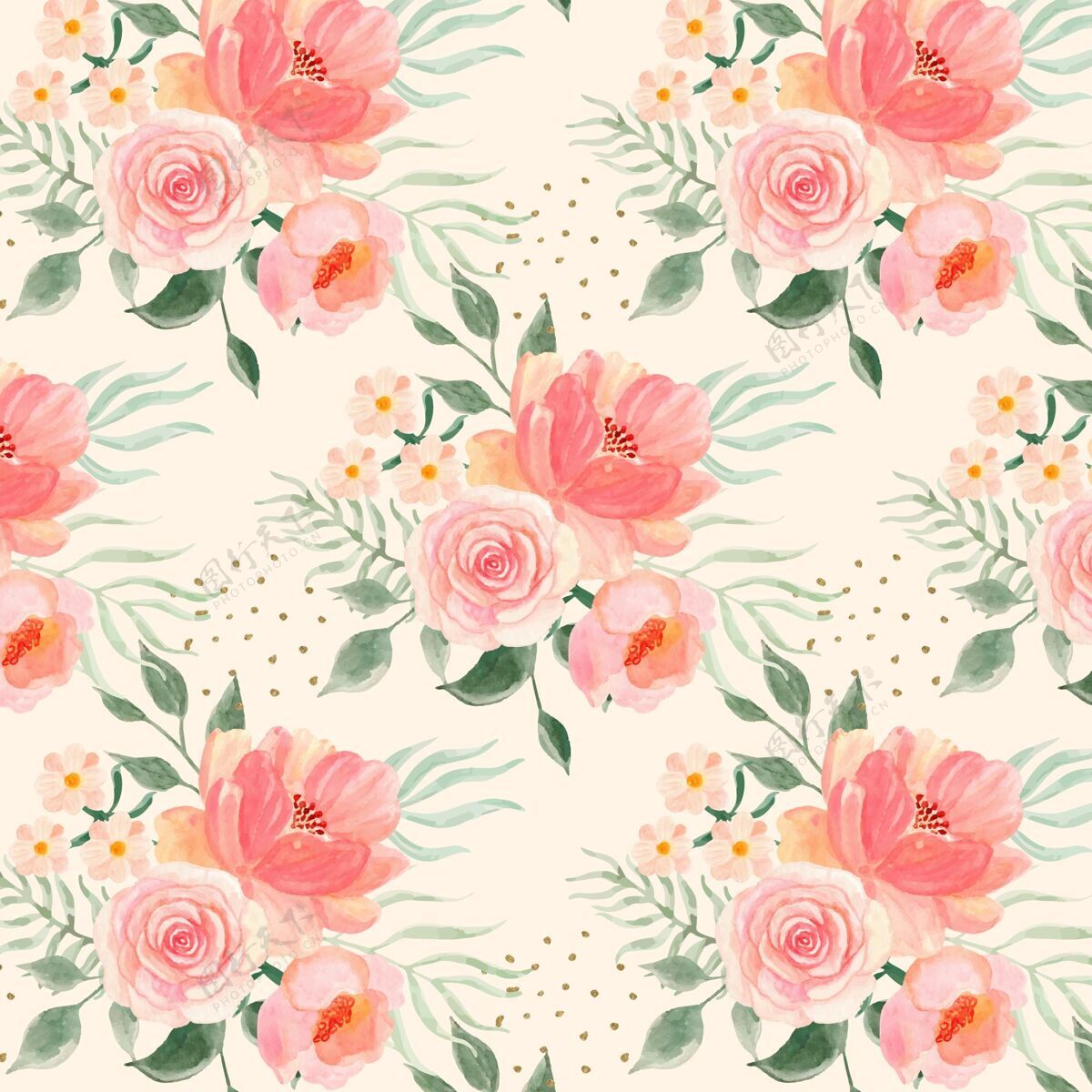 装饰手绘水彩桃色花卉图案花卉植物图案设计