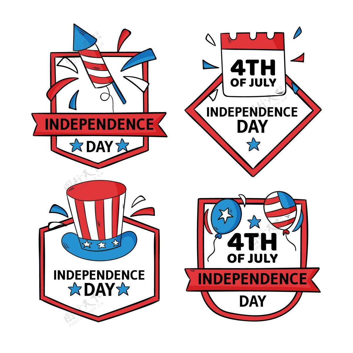 美国手绘七月四日独立日徽章系列7月4日徽章收藏独立日