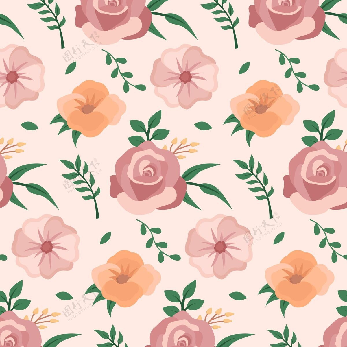 平面设计桃色花卉图案设计花卉花卉图案装饰