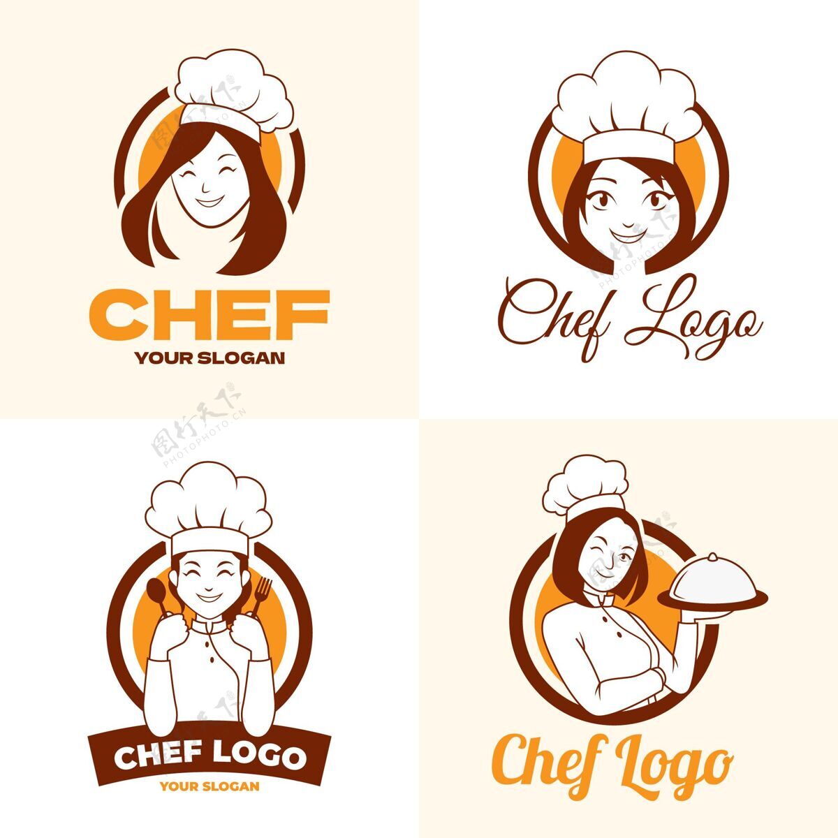 企业标识平面女厨师标志系列平面设计品牌公司