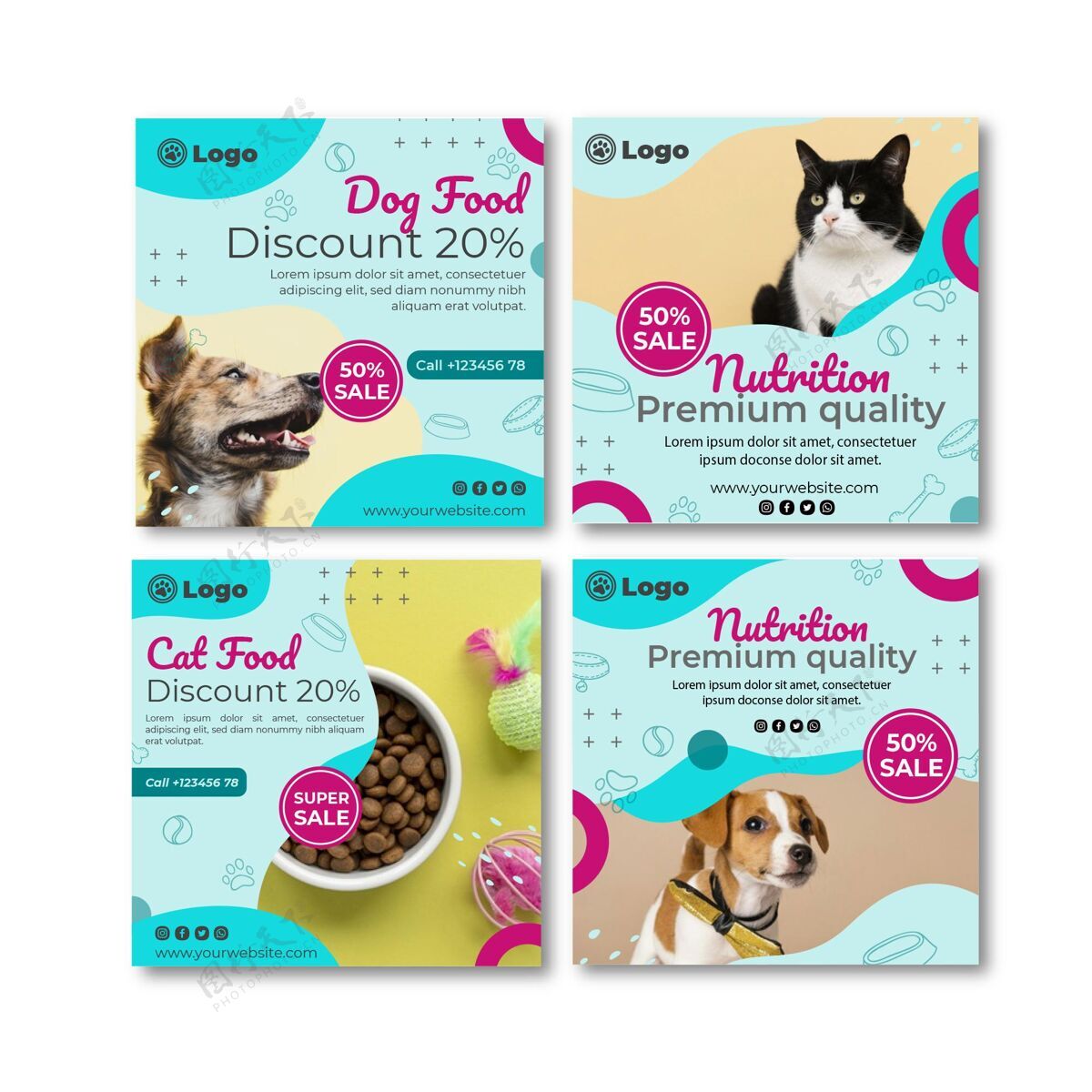 动物食品instagram帖子护理猫粮促销