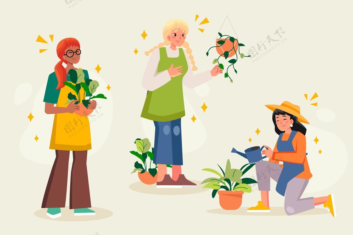 成人扁人一起照顾植物市民蔬菜园艺
