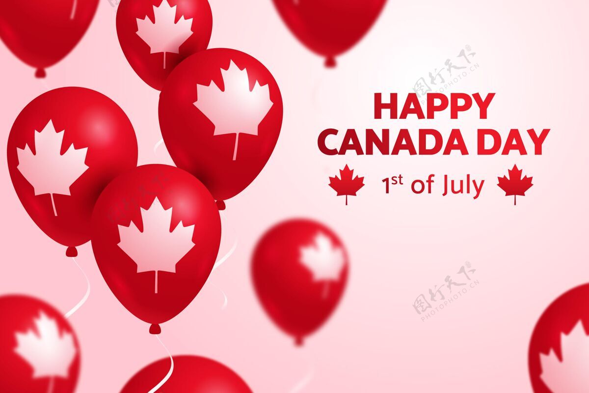 加拿大节日平坦的加拿大日气球背景背景庆典平面设计