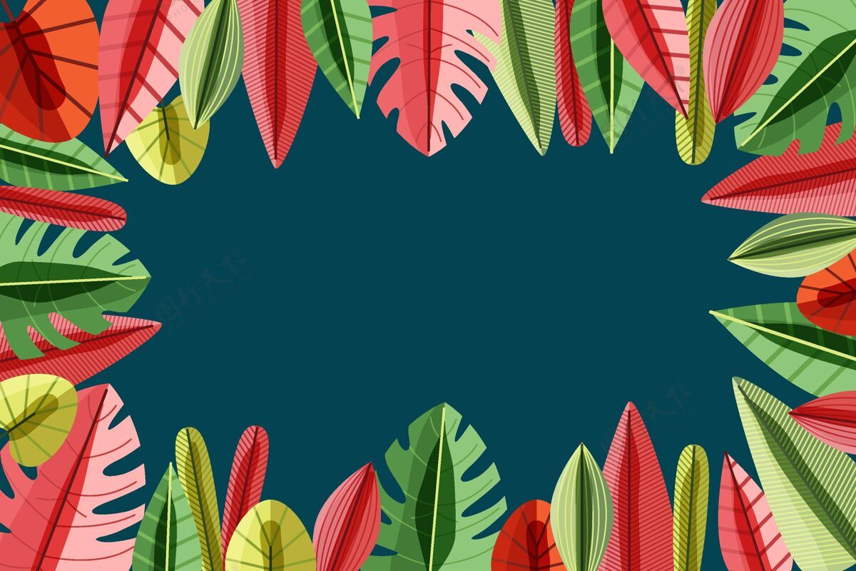 墙纸热带树叶背景背景平面设计季节