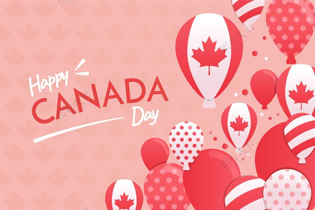 壁纸平坦的加拿大日气球背景气球节日加拿大