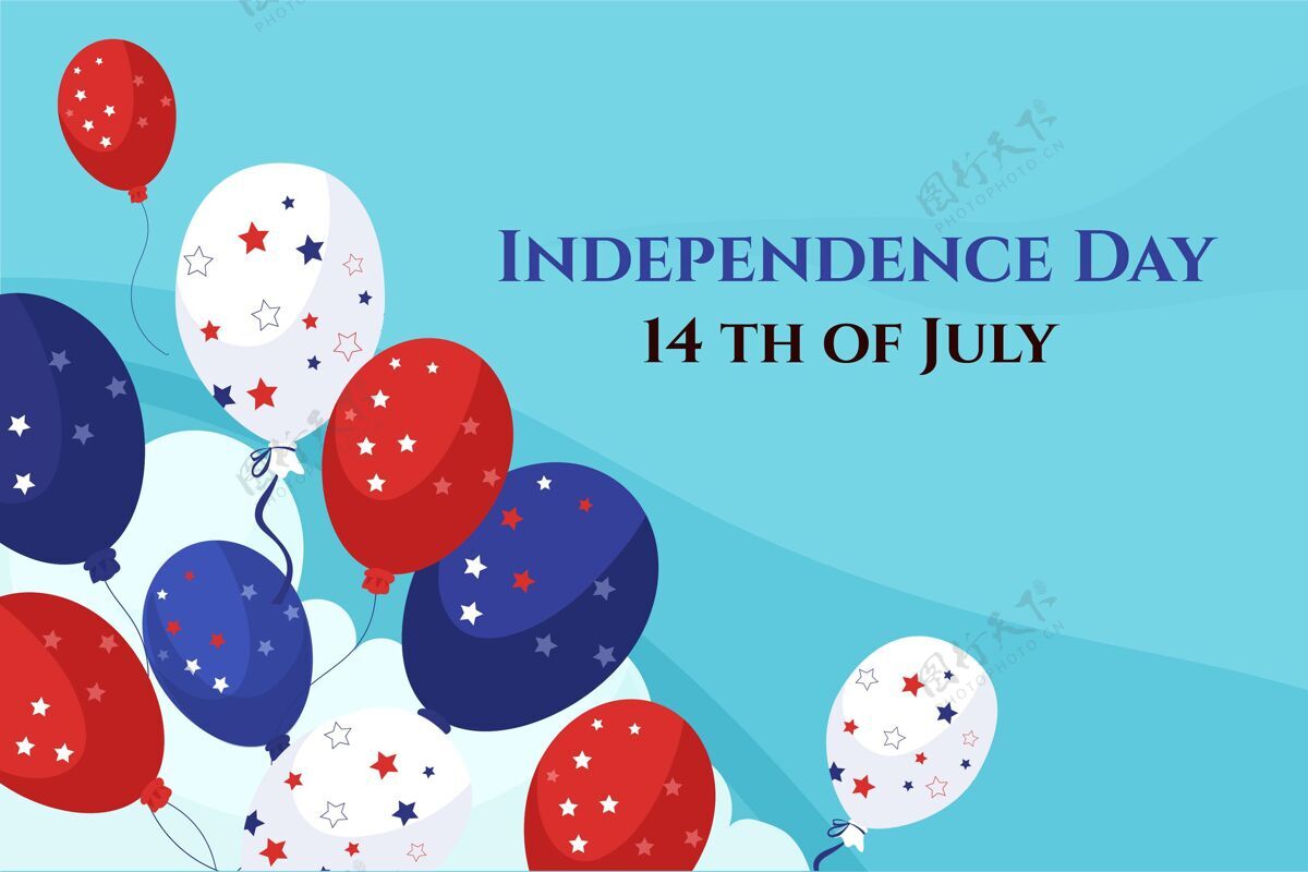 纪念七月四日-独立日气球背景美国平面背景平面设计