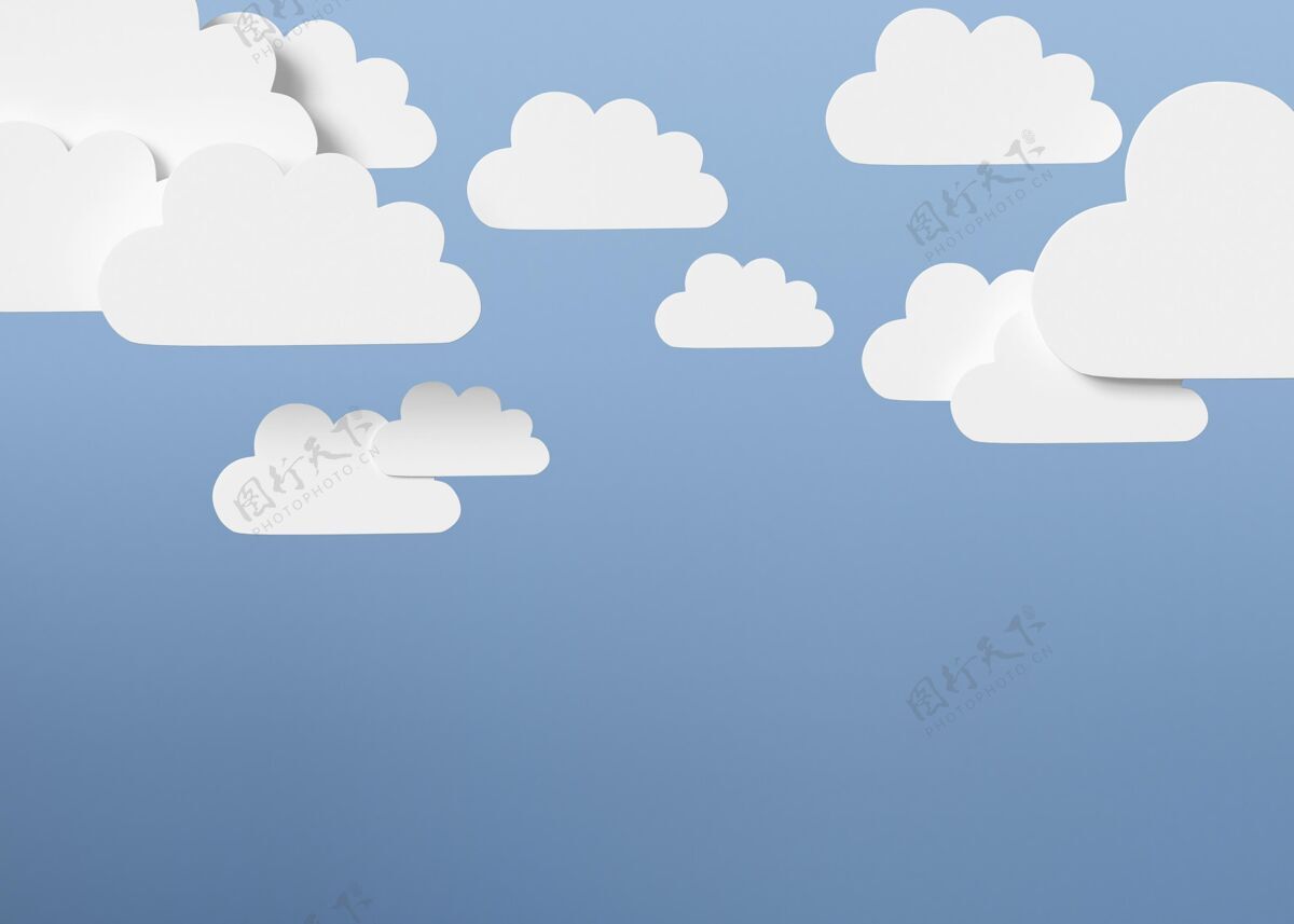 三维蓝色背景的云形状自然云形状俯视图