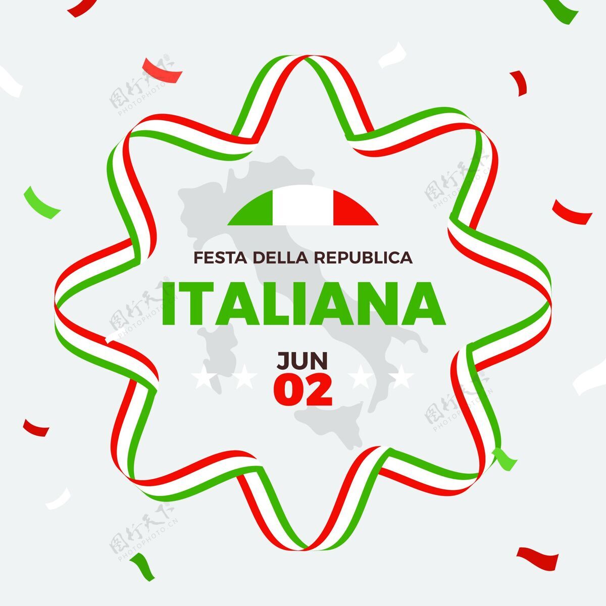 意大利共和国平面节日插画平面设计6月2日活动