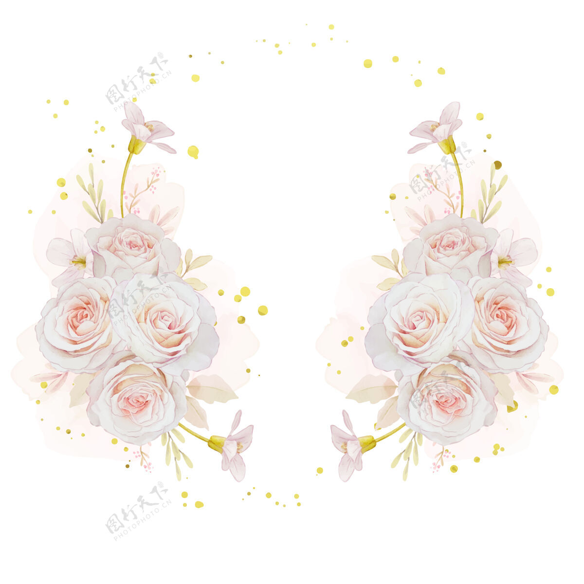 花卉美丽的花环与水彩玫瑰花环花卉画框