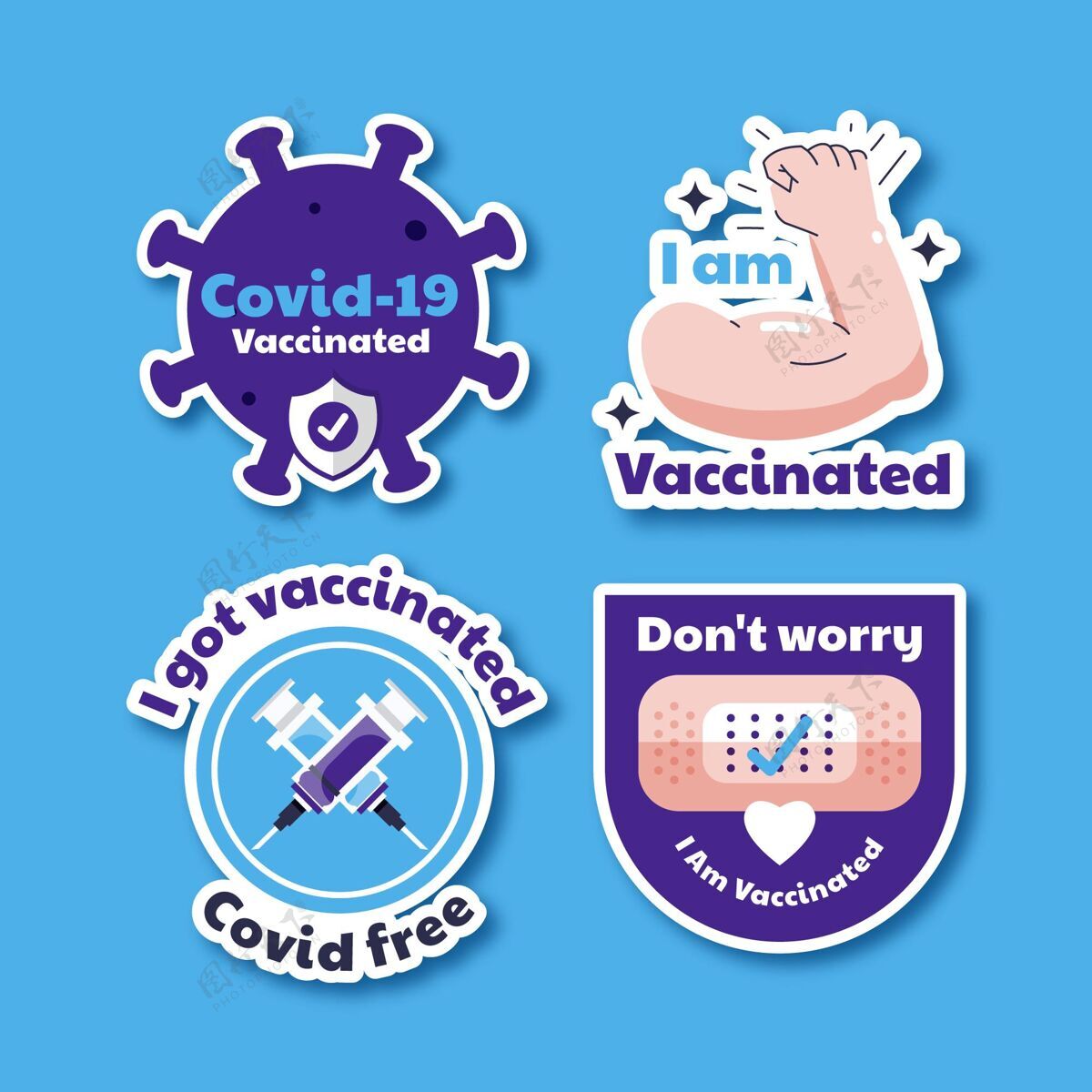 徽章收集扁平疫苗接种运动徽章收集收集疫苗大流行