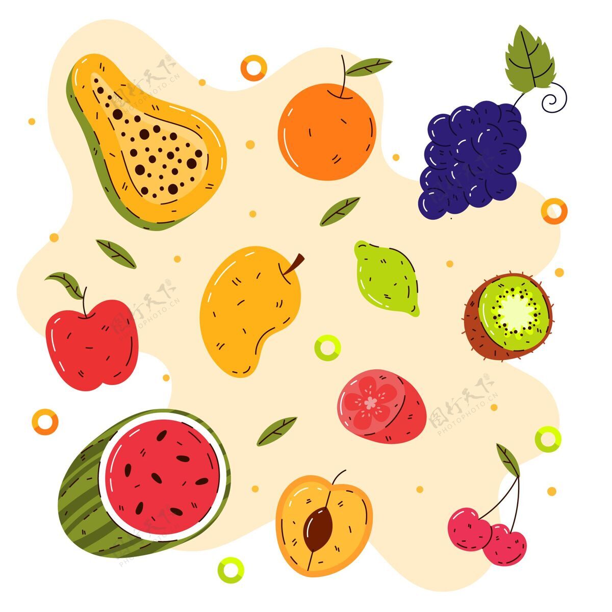 营养手绘水果系列健康美味水果