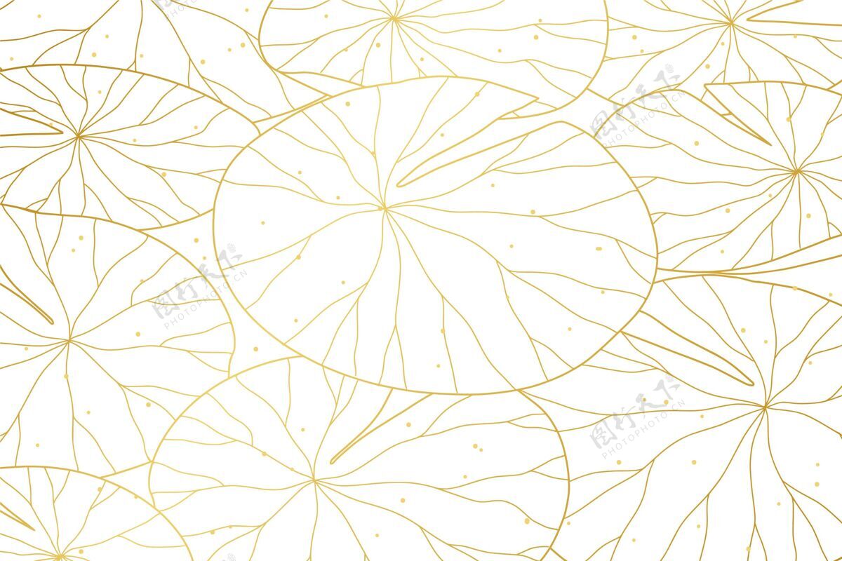 金色细节渐变的金色线性背景与睡莲叶背景金色渐变金色效果