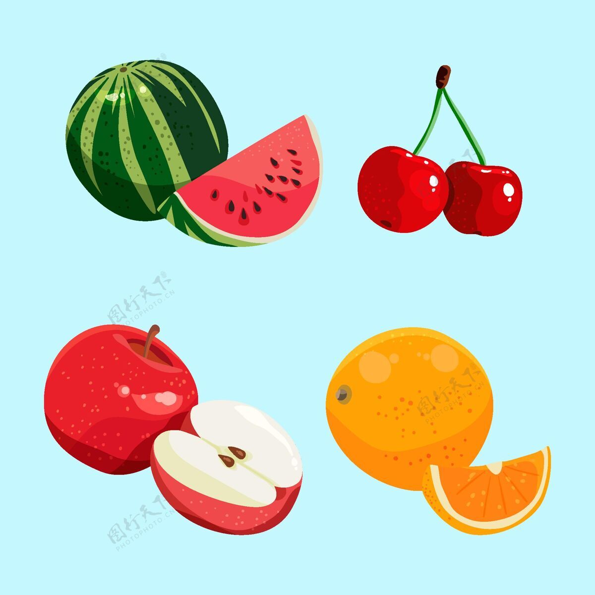 收藏手绘水果系列营养分类水果收藏