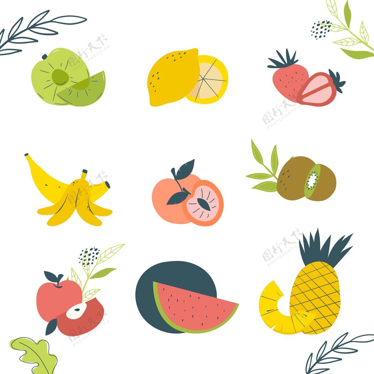 分类手绘水果系列套装美味收藏