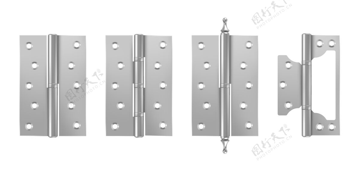 门金属门铰链银色建筑五金隔离在白色窗板金属