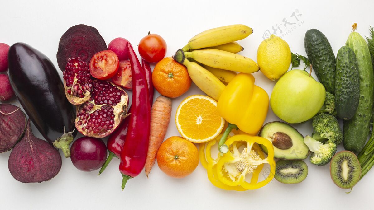 美味上图蔬菜水果摆放分类俯视图俯视图